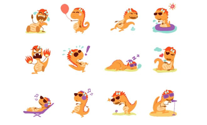 orange dinosaur emojo emoticons