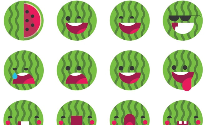 watermelon green emoji set