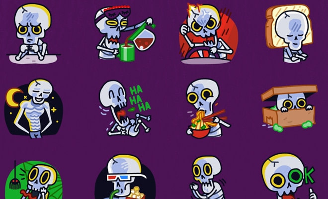 heyskull skeleton design iconset emoticons