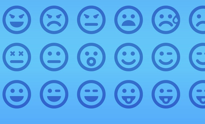 thin line blue smiley icons